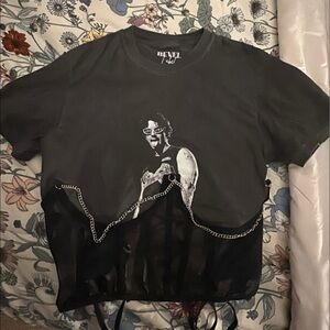 Eve Men's Black Graphic Tee with Chain Detail